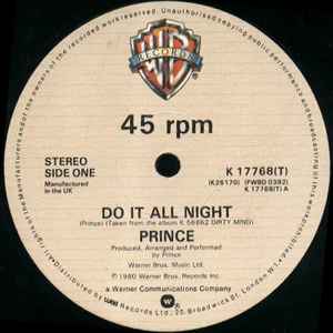 Prince – Do It All Night (1981, Vinyl) - Discogs