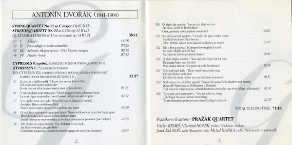 ladda ner album Antonín Dvořák, Pražák Quartet - String Quartet In C Op 61 Cypresses Complete