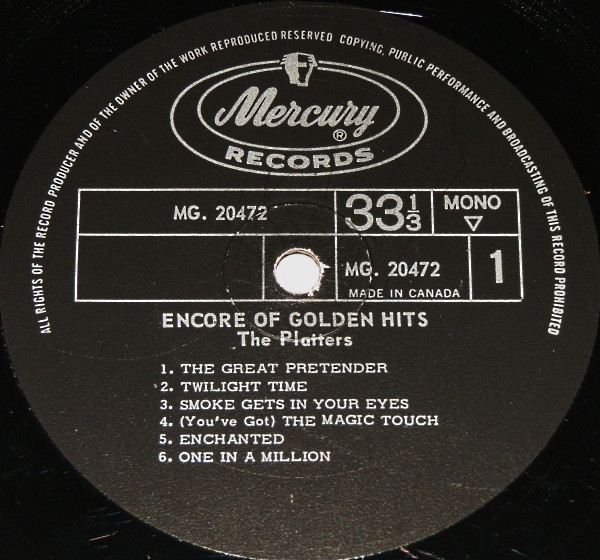 The Platters - Encore Of Golden Hits | Mercury (MG 20472) - 3