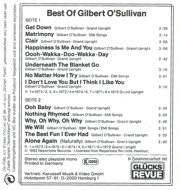 descargar álbum Gilbert O'Sullivan - Best Of Gilbert OSullivan