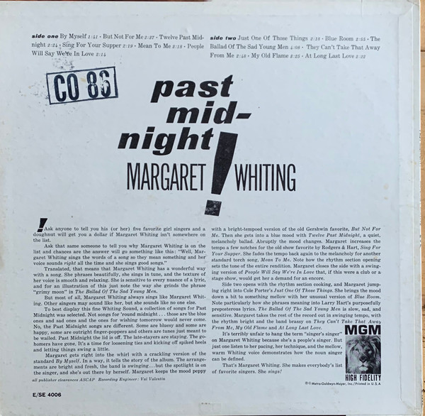 baixar álbum Margaret Whiting - Past Midnight