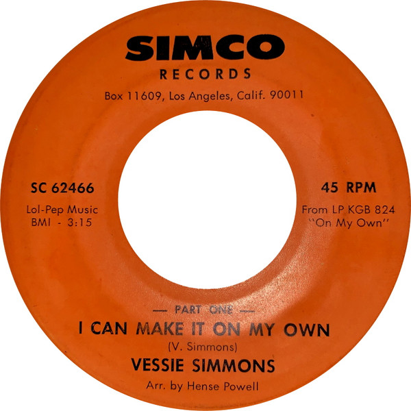 Vessie Simmons – I Can Make It On My Own (1979, Vinyl) - Discogs