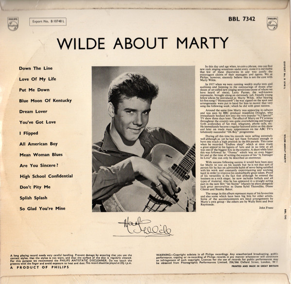 Marty Wilde - Wilde About Marty | Philips (BBL 7342) - 2