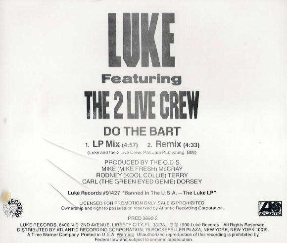 descargar álbum Luke Featuring The 2 Live Crew - Do The Bart