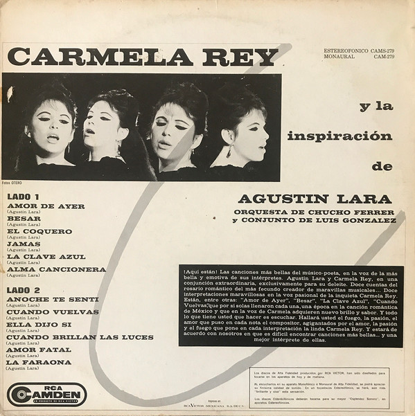 lataa albumi Carmela Rey - Y La Inspiración De Agustin Lara