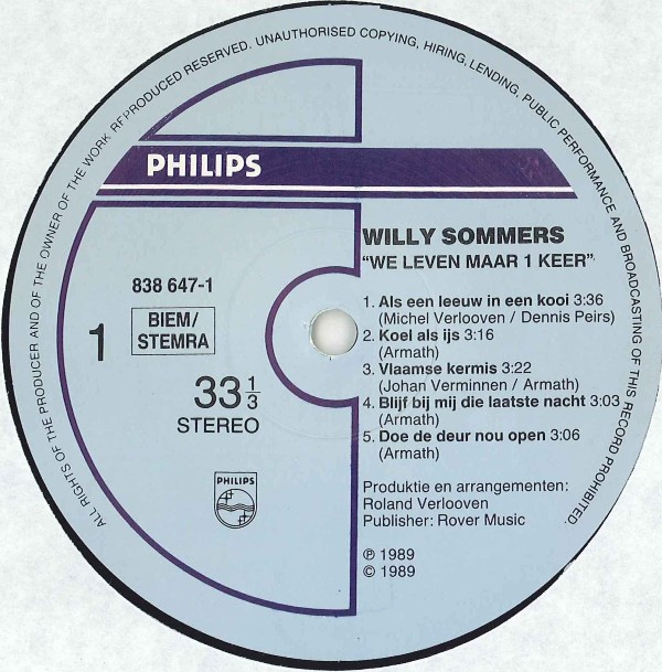 ladda ner album Willy Sommers - We Leven Maar 1 Keer