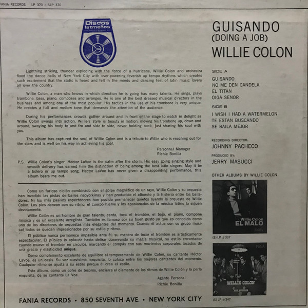 Willie Colon canta Hector Lavoe - Guisando / Doing A Job