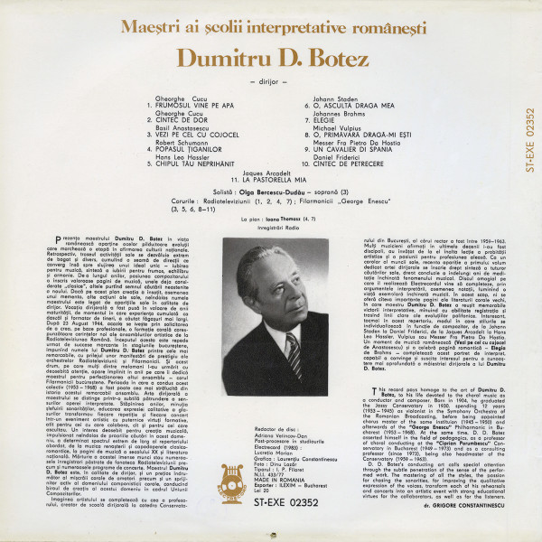 lataa albumi Dumitru D Botez - Maeștri Ai Școlii Interpretative Românești