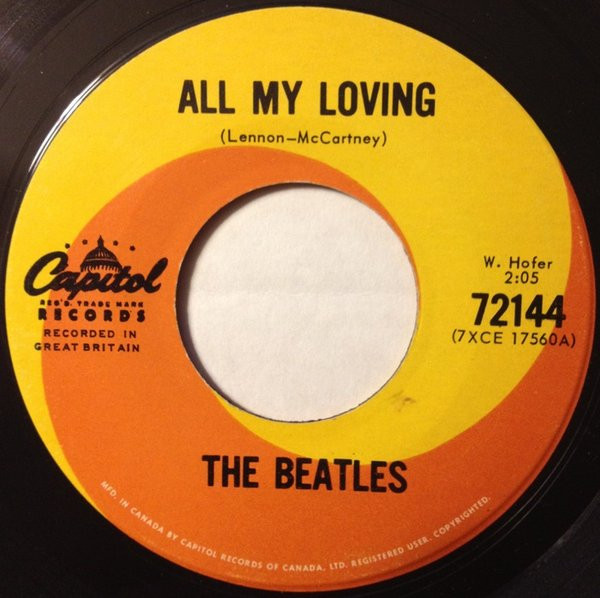 1 disque vinyle 45 tours ODEON. All my Loving. It won't …