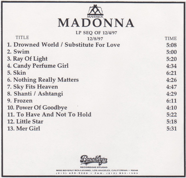 Madonna = マドンナ – Ray Of Light = レイ・オブ・ライト (1998, CD