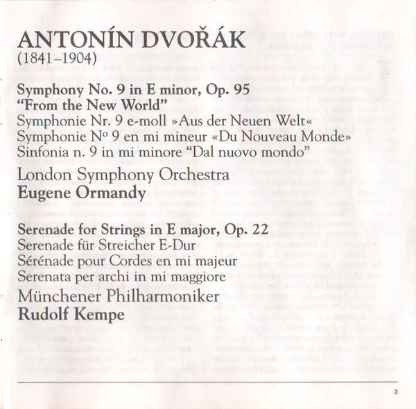 Dvořák / Eugene Ormandy • Rudolf Kempe - Symphony No. 9 "From The New World" • Serenade For Strings | Sony Classical (SBK 46331) - 6