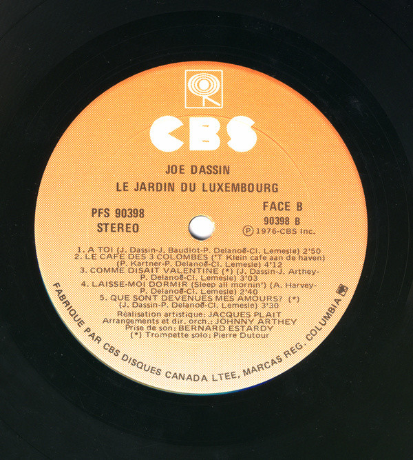 Joe Dassin - Le Jardin Du Luxembourg [Vinyl] | CBS (PFS 90398) - 5