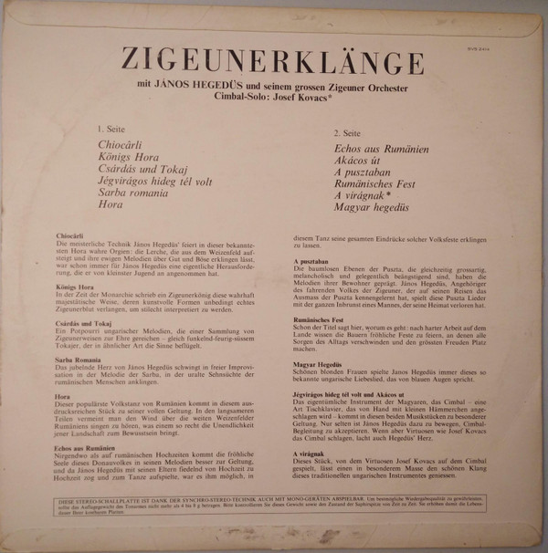 baixar álbum János Hegedüs Und Seinem Grossen Zigeuner Orchester - Zigeunerklänge
