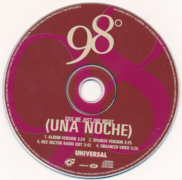 98 Degrees – Give Me Just One Night (Una Noche) (2000, Vinyl) - Discogs