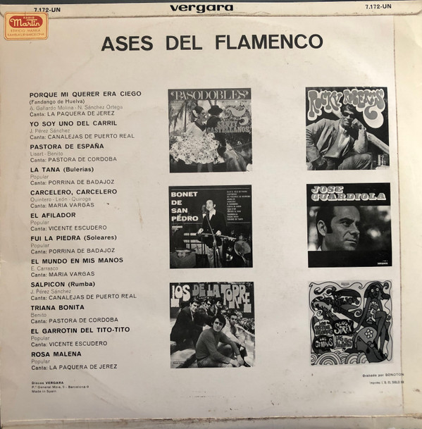 last ned album La Paquera De Jerez, Canalejas De Puerto Real, Pastora De Cordoba, Porrina De Badajoz, María Vargas, Vicente Escudero - Ases Del Flamenco