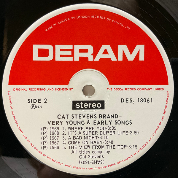 Cat Stevens - Very Young And Early Songs | Deram (DES 18061) - 4