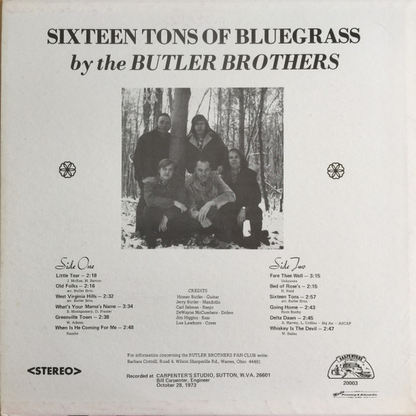 last ned album The Butler Brothers - Sixteen Tons Of Bluegrass