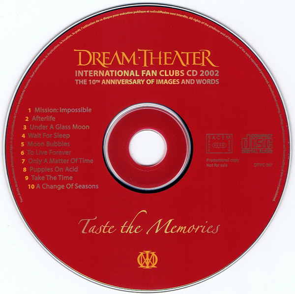 Dream Theater – Taste The Memories - International Fan Clubs CD 