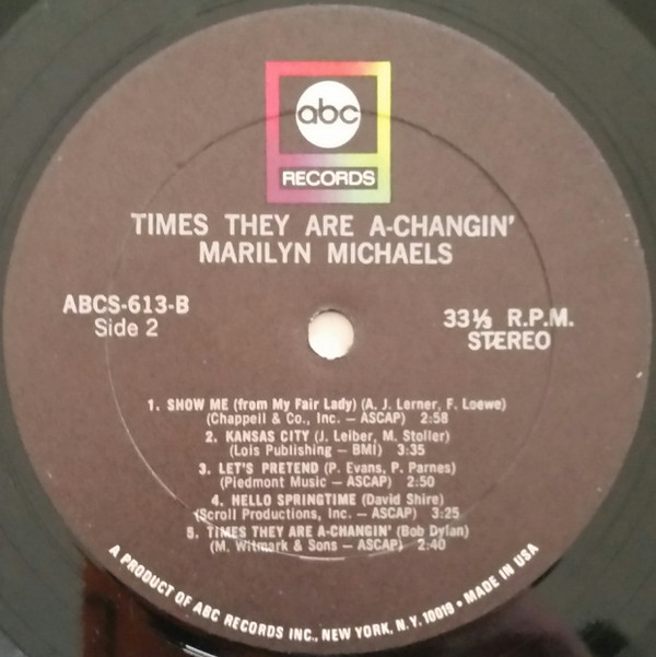 last ned album Marilyn Michaels - Times They Are A Changin