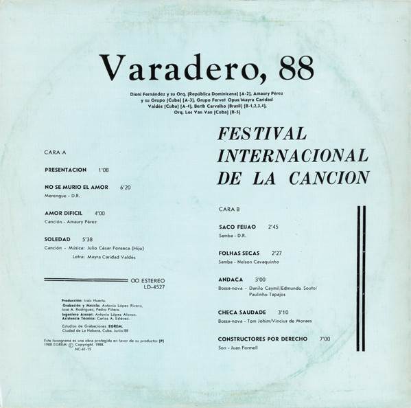 baixar álbum Varadero,88 Festival Internacional De La Cancion - Festival Internacional De La Cancion