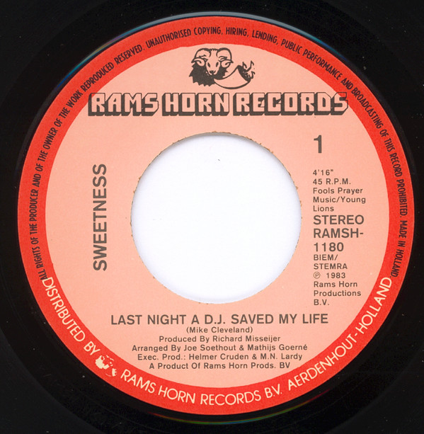 lataa albumi Sweetness - Last Night A DJ Saved My Life
