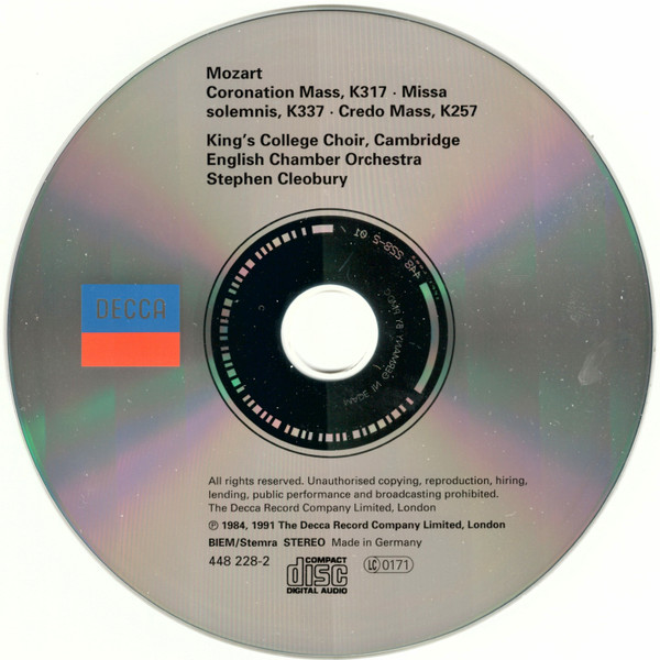 last ned album Mozart, English Chamber Orchestra, The King's College Choir Of Cambridge, Stephen Cleobury - Coronation Mass K317 Missa Solemnis K337 Credo Mass K257