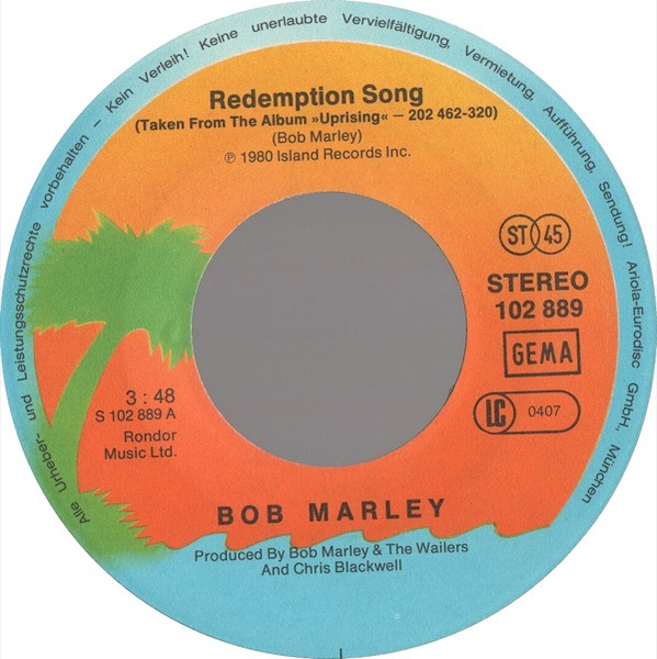 Bob Marley And The Wailers – Redemption Song (2020, Clear vinyl