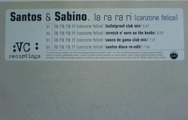ladda ner album Santos & Sabino - La Ra Ra Ri Canzone Felice