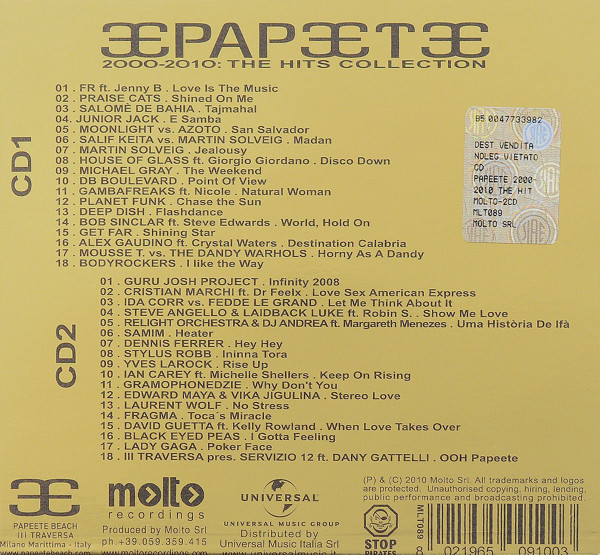 descargar álbum Various - Papeete Milano Marittina 10 Years 2000 2010 The Hits Collection