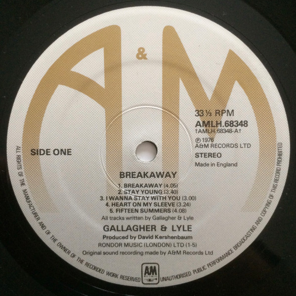 Gallagher And Lyle - Breakaway | A&M Records (AMLH 68348) - 6