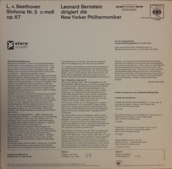 baixar álbum Beethoven, Bernstein, New Yorker Philharmoniker - Sinfonie Nr 5 Bernstein Dirigiert Die New Yorker Philharmoniker