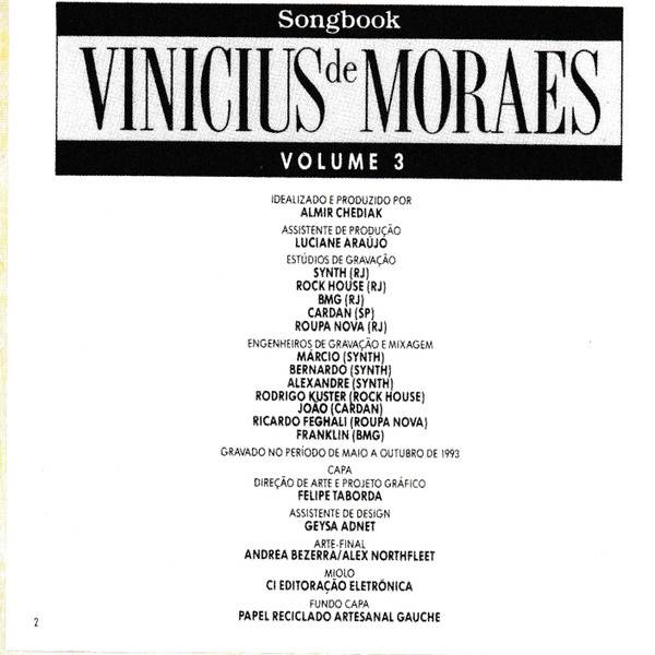 lataa albumi Various - Songbook Vinicius De Moraes Volume 1