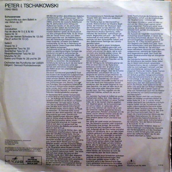 Album herunterladen Tschaikowski Orchester Des Rundfunks Der UdSSR, Gennadi Roshdestwenski - Schwanensee Ausschnitte Aus Dem Ballett