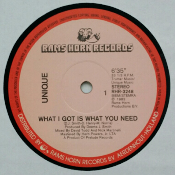 Unique - What I Got Is What You Need | Rams Horn Records (RHR-3248) - 3