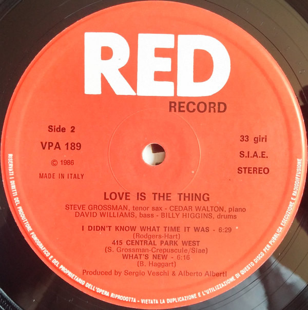 lataa albumi Steve Grossman, Cedar Walton, David Williams , Billy Higgins - Love Is The Thing