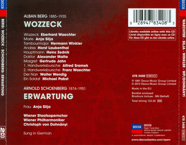 ladda ner album Alban Berg, Arnold Schoenberg, Wiener Philharmoniker, Christoph von Dohnányi - Wozzeck Erwartung