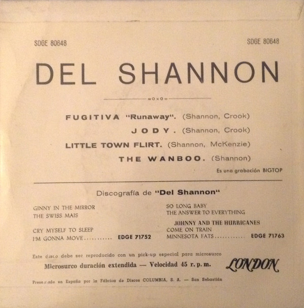 baixar álbum Del Shannon - Fugitiva Runaway