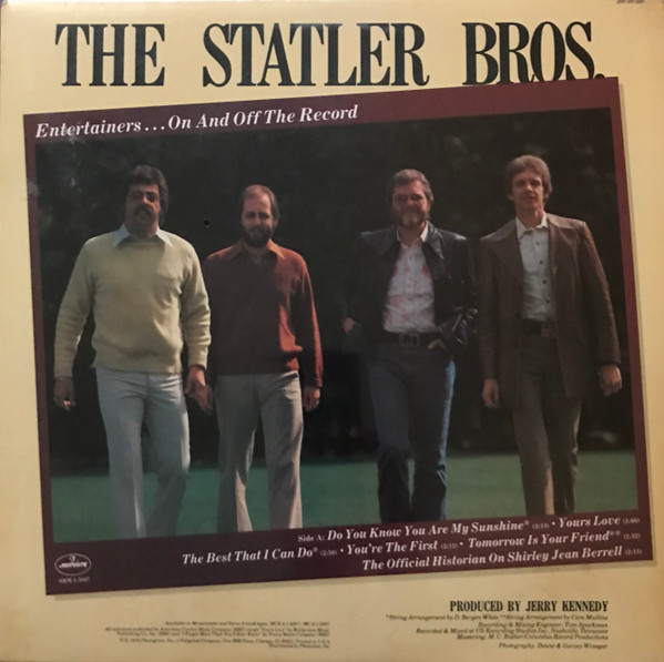 The Statler Bros. – Entertainers...On And Off The Record (1978, Columbia  House, Terre Haute Pressing, Vinyl) - Discogs