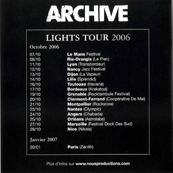 Archive - Lights | Warner Music France (2564 63330 2) - 20