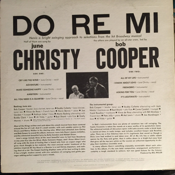 télécharger l'album June Christy And Bob Cooper - Do Re Mi A Modern Interpretation Of The Hit Broadway Musical