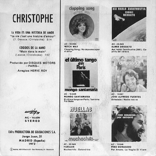 lataa albumi Christophe - La Vida Es Una Historia De Amor