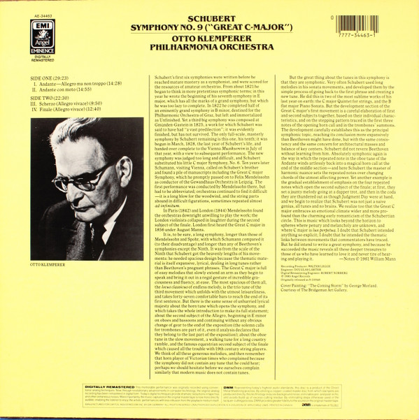 ladda ner album Schubert Otto Klemperer And The Philharmonia Orchestra - Symphony No 9 In C Major Great C Major