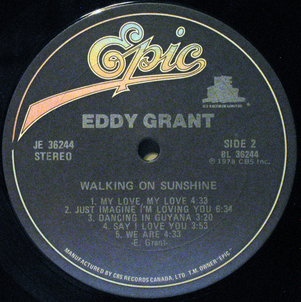 Eddy Grant - Walking On Sunshine | Epic (JE 36244) - 4