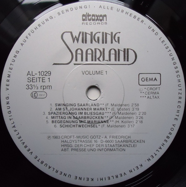 descargar álbum Fritz Maldener - Swinging Saarland Volume 1