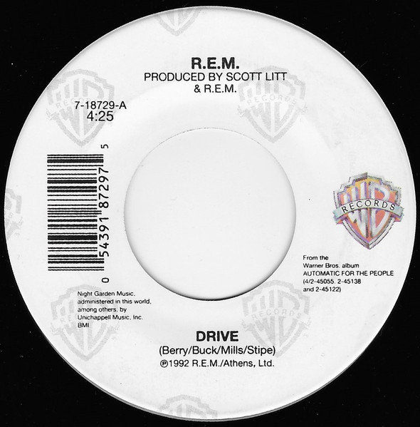 R E M REM Drive Vinyl Record 7 Inch Warner Bros 1992