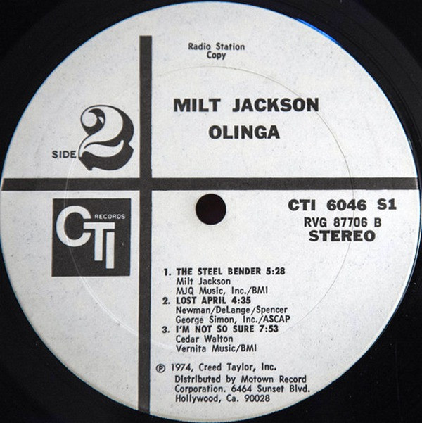 Milt Jackson - Olinga | CTI Records (CTI 6046 S1) - 6