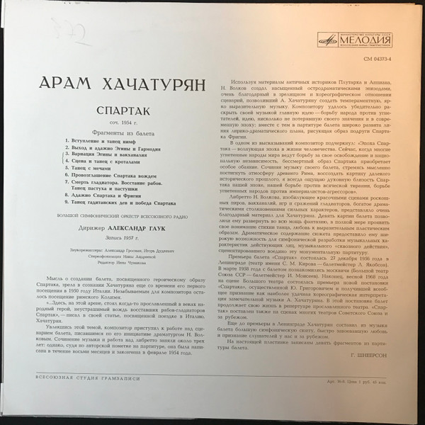 descargar álbum Арам Хачатурян - Фрагменты Из Балета Спартак