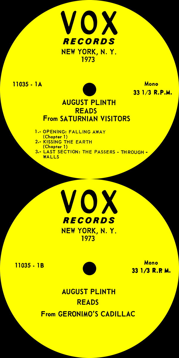 baixar álbum August Plinth - Reads From Geronimos Cadillac and Saturnian Visitors