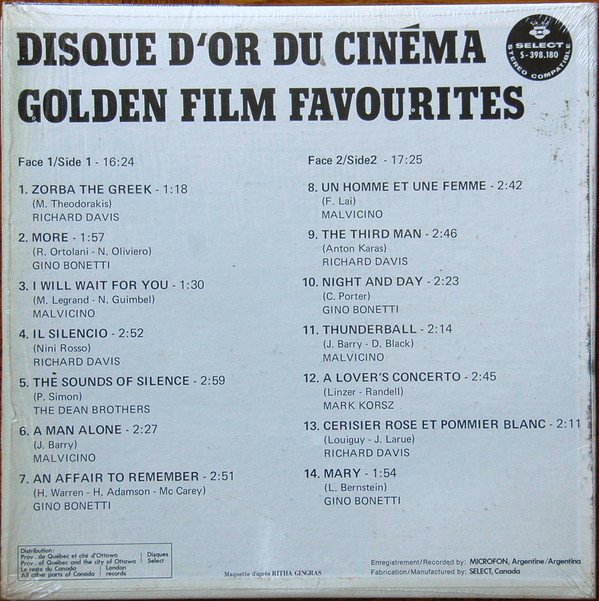 Album herunterladen Various - Disque DOr Du Cinéma Golden Film Favorites