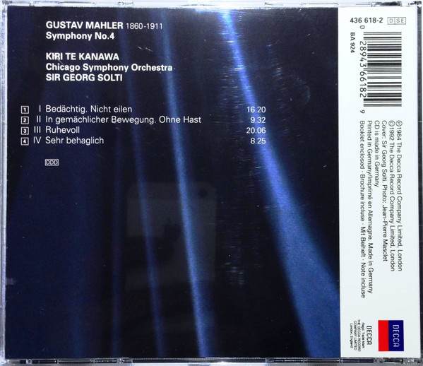baixar álbum Mahler Kiri Te Kanawa Chicago Symphony Orchestra Solti - Symphony No 4